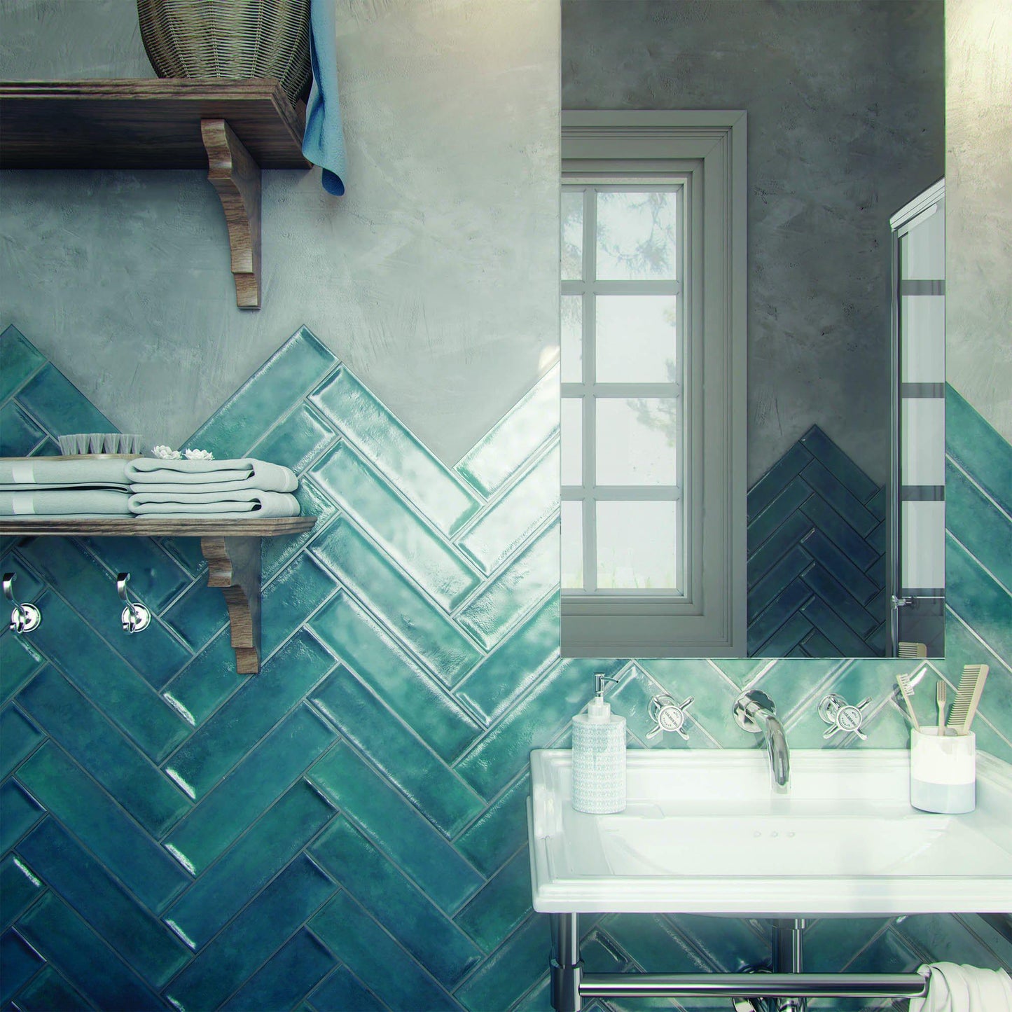 Modern 3X12 Blue Green Subway Ceramic Subway Tile B2C-RAKUBL0312P26 - B2C TILE OUTLET