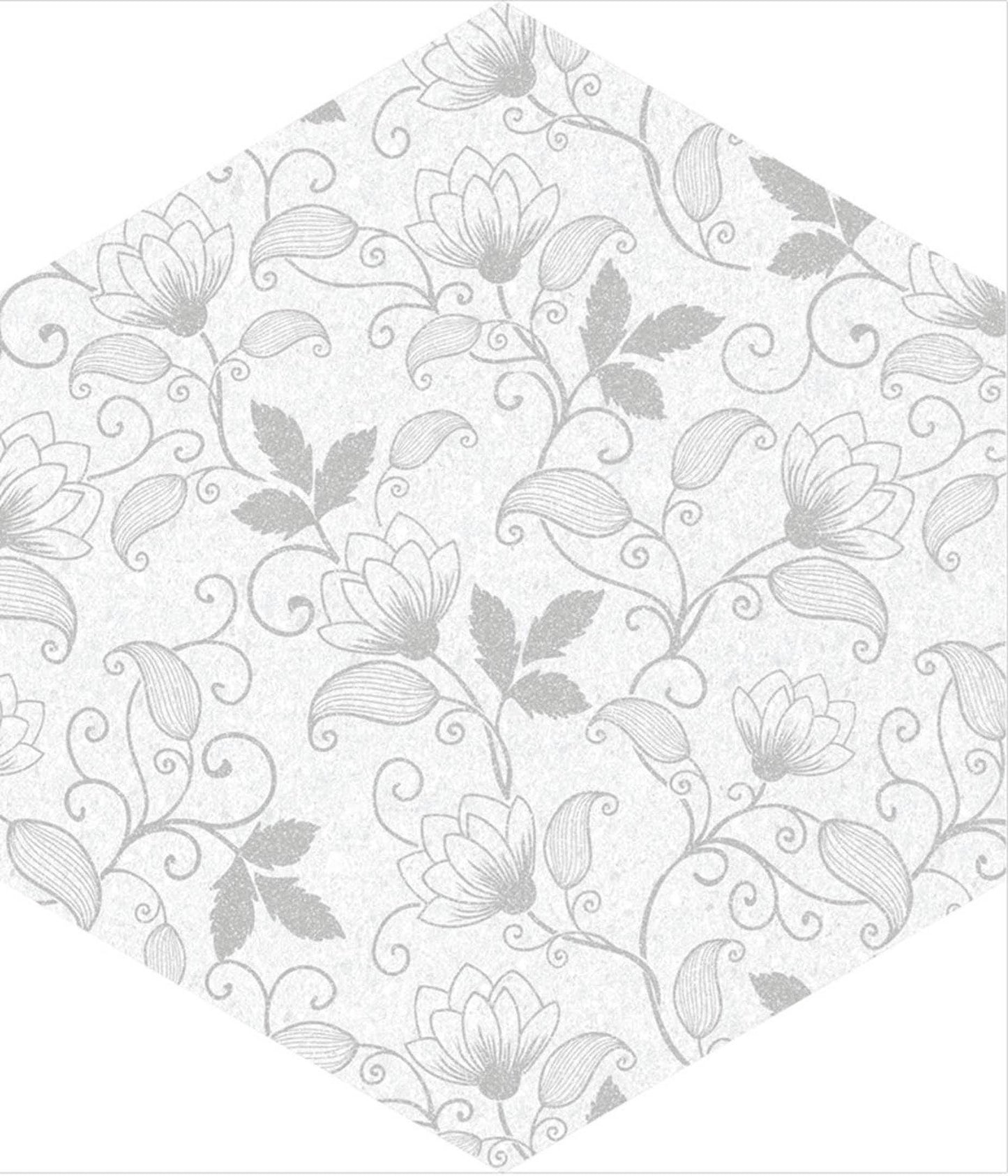 Modern 9X10 Gray White Black Floral Porcelain Field Tile B2C-BAUHFL0910HX - B2C TILE OUTLET