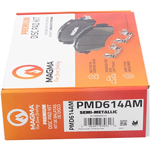 MAGMA Premium PMD614AM Semi-Metallic Brake Pads, Front