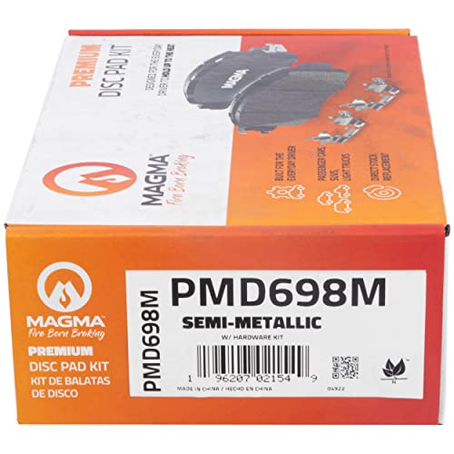 MAGMA Premium PMD698M Semi-Metallic Brake Pads, Rear