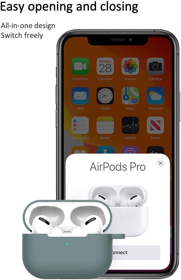 Silicone Case for AirPods Pro 2019 Soft Skin Front LED Visible - Side Clip (5 Pack, Gray)