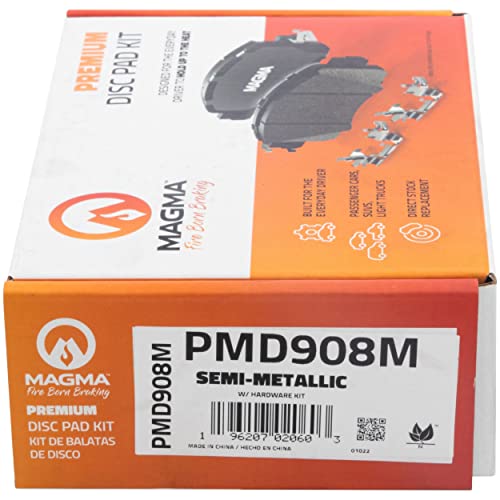 MAGMA Premium PMD908M Semi-Metallic Brake Pads, Front
