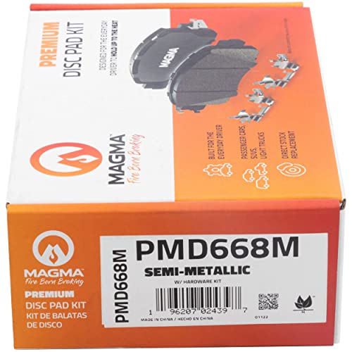 MAGMA Premium PMD668M Semi-Metallic Brake Pads, Front