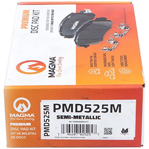 MAGMA Premium PMD525M Semi-Metallic Brake Pads, Front