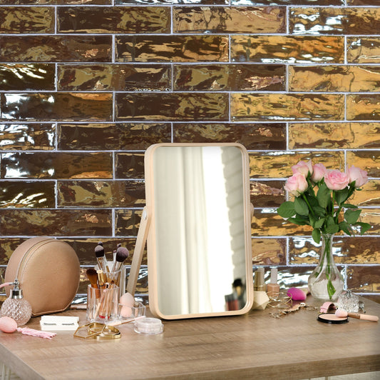 Modern 3X12 Gold Subway Glazed Ceramic Mosaic Tile W24LUXOGO0312