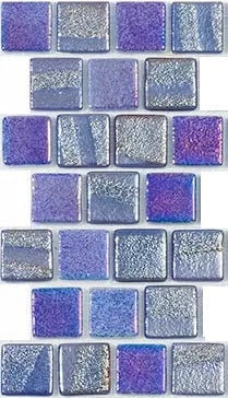 Modern 1X2 Squares Fusion Dark Blue Staggered Aqua Navy Blue Glossy Glass - 555 Mosaic Tile