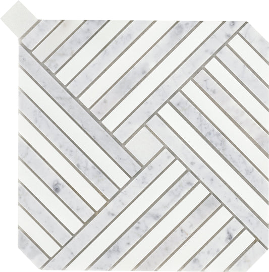 Modern 9X9 Silver Cross Pattern Polished Marble Mosaic Tile M05ALLUSI0909MPL