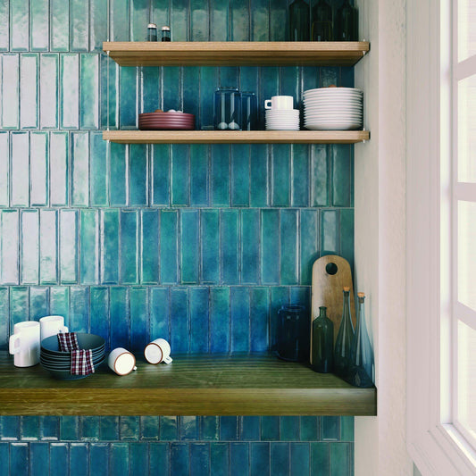 Modern 3X12 Blue Green Subway Ceramic Subway Tile B2C-RAKUBL0312P26 - B2C TILE OUTLET