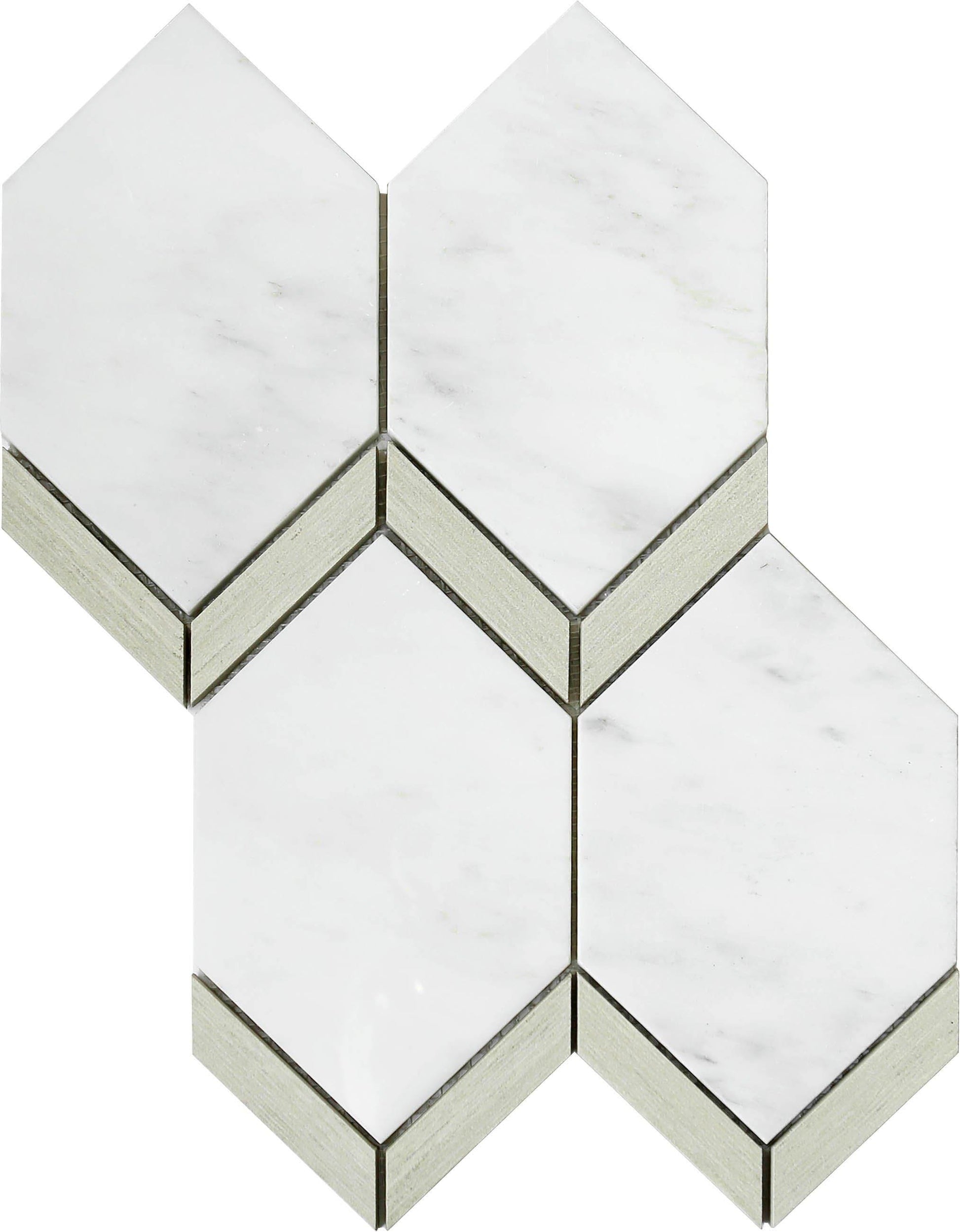 Modern White Beige forward chevron Marble Mosaic Tile B2C-INTRFA1115MPK - B2C TILE OUTLET
