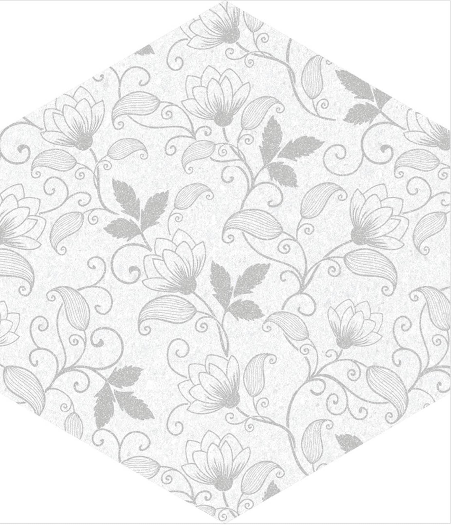Modern 9X10 Gray White Black Floral Porcelain Field Tile B2C-BAUHFL0910HX - B2C TILE OUTLET