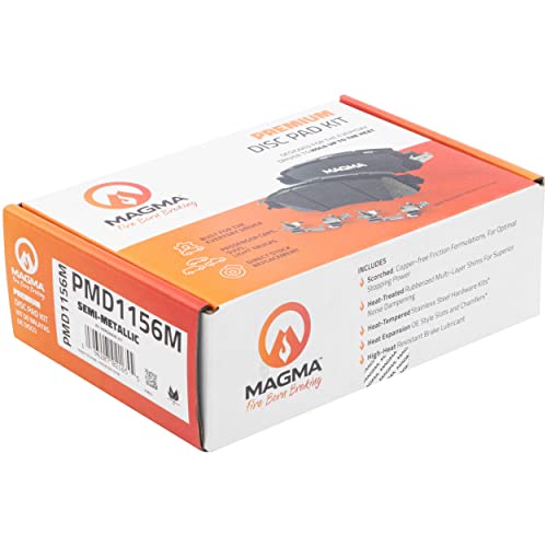 MAGMA Premium PMD1156M Semi-Metallic Brake Pads, Front