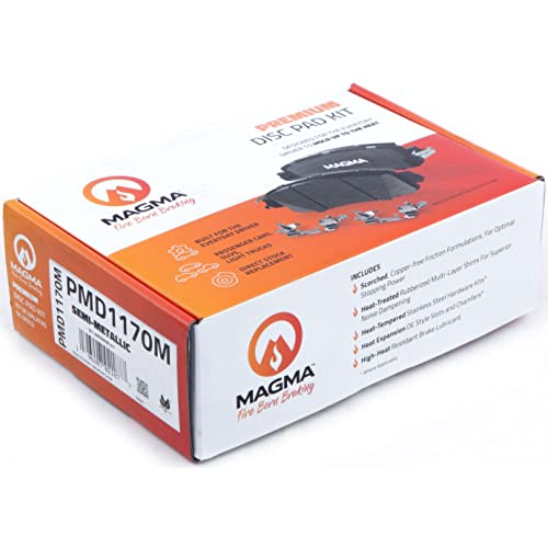 MAGMA Premium PMD1170M Semi-Metallic Brake Pads, Rear