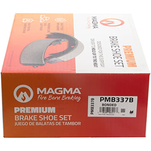 MAGMA Premium PMB337B Bonded Drum Brake Shoe, Front