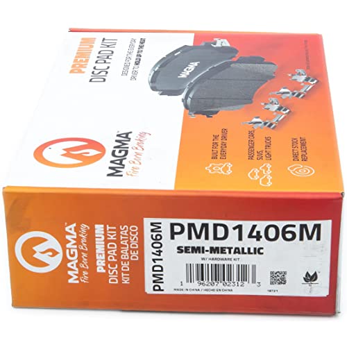 MAGMA Premium PMD1406M Semi-Metallic Brake Pads, Front