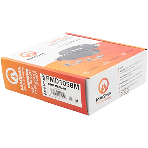 MAGMA Premium PMD1058M Semi-Metallic Brake Pads, Front