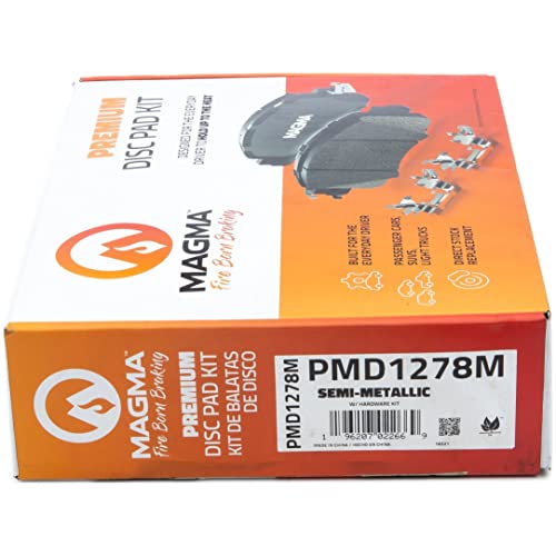 MAGMA Premium PMD1278M Semi-Metallic Brake Pads, Front