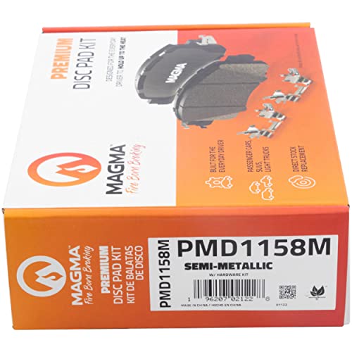 MAGMA Premium PMD1158M Semi-Metallic Brake Pads, Front
