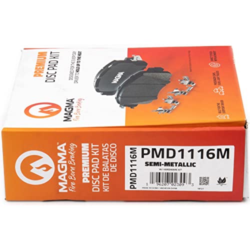 MAGMA Premium PMD1116M Semi-Metallic Brake Pads, Front