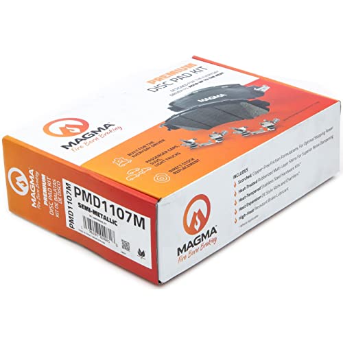 MAGMA Premium PMD1107M Semi-Metallic Brake Pads, Front