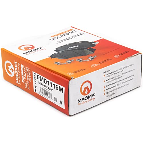 MAGMA Premium PMD1116M Semi-Metallic Brake Pads, Front
