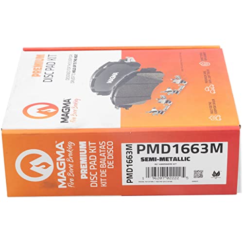 MAGMA Premium PMD1663M Semi-Metallic Brake Pads, Front