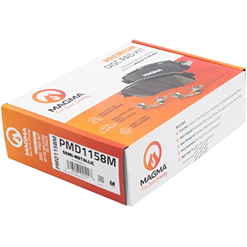 MAGMA Premium PMD1158M Semi-Metallic Brake Pads, Front