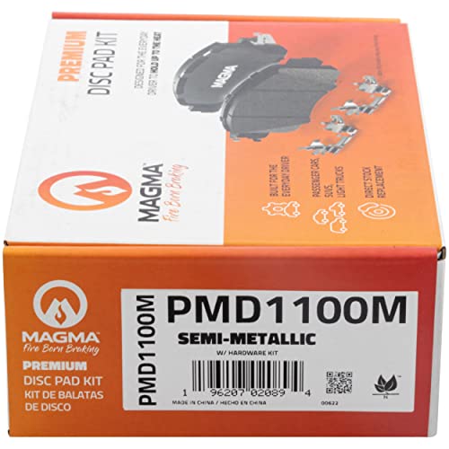 MAGMA Premium PMD1100M Semi-Metallic Brake Pads, Rear