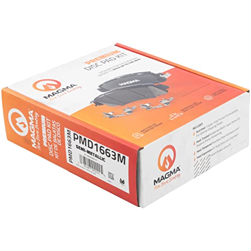 MAGMA Premium PMD1663M Semi-Metallic Brake Pads, Front