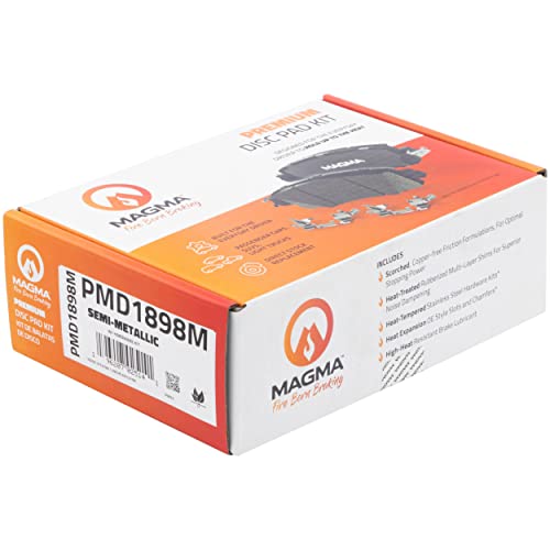 MAGMA Premium PMD1898M Semi-Metallic Brake Pads, Rear