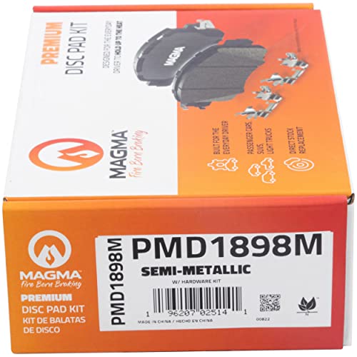 MAGMA Premium PMD1898M Semi-Metallic Brake Pads, Rear