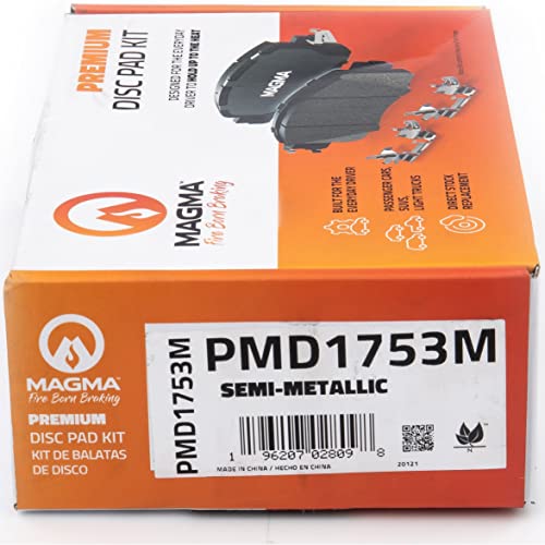 MAGMA Premium PMD1753M Semi-Metallic Brake Pads, Rear