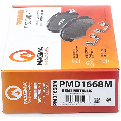 MAGMA Premium PMD1668M Semi-Metallic Brake Pads, Front