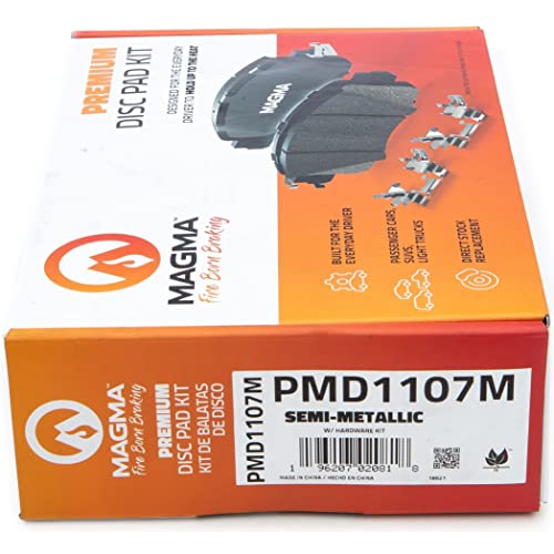 MAGMA Premium PMD1107M Semi-Metallic Brake Pads, Front