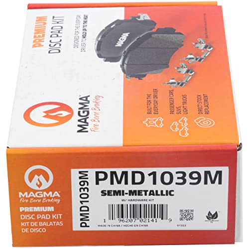 MAGMA Premium PMD1039M Semi-Metallic Brake Pads, Front