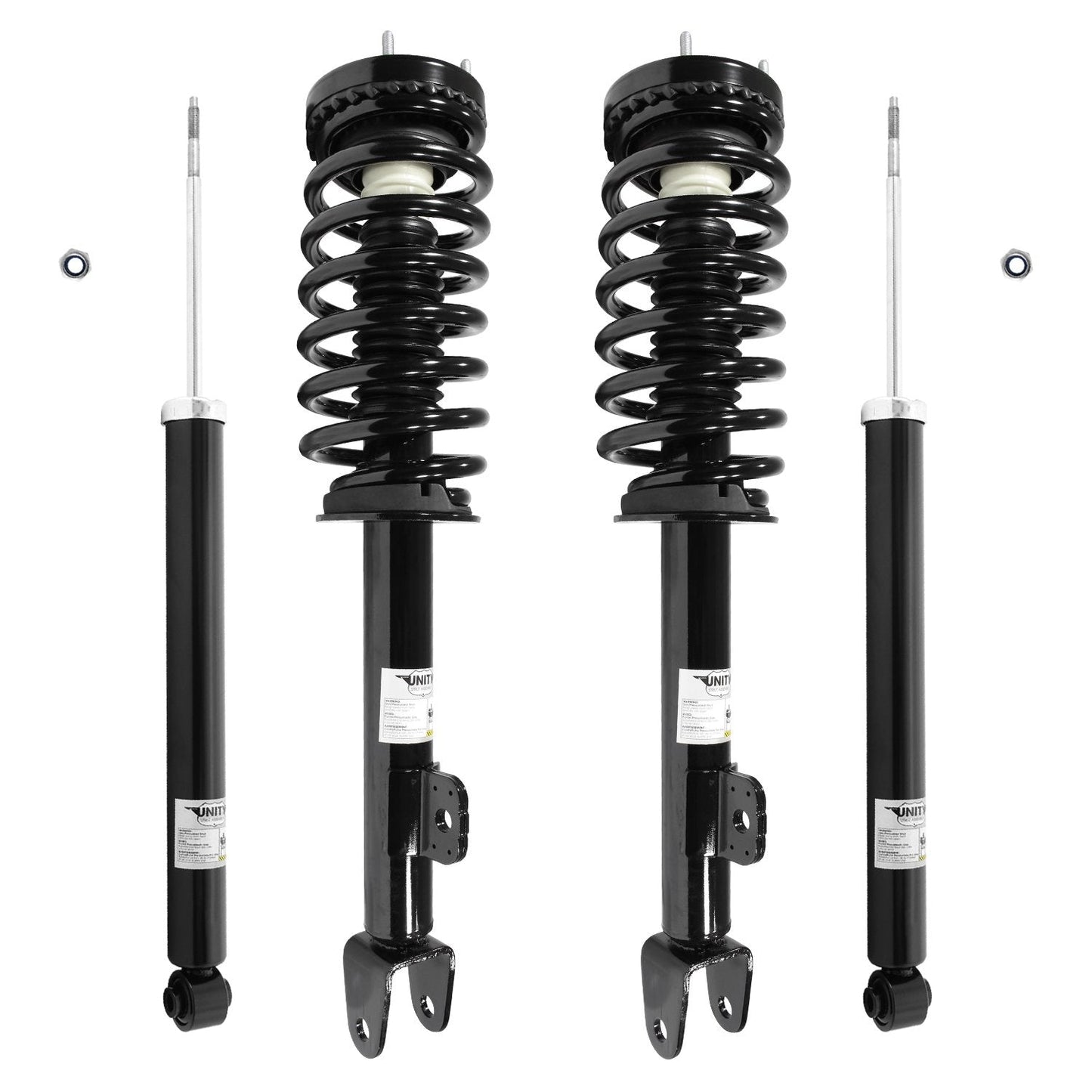 Unity 4-11280-253600-001 Front and Rear 4 Wheel Complete Strut Assembly with Gas Shock Kit
