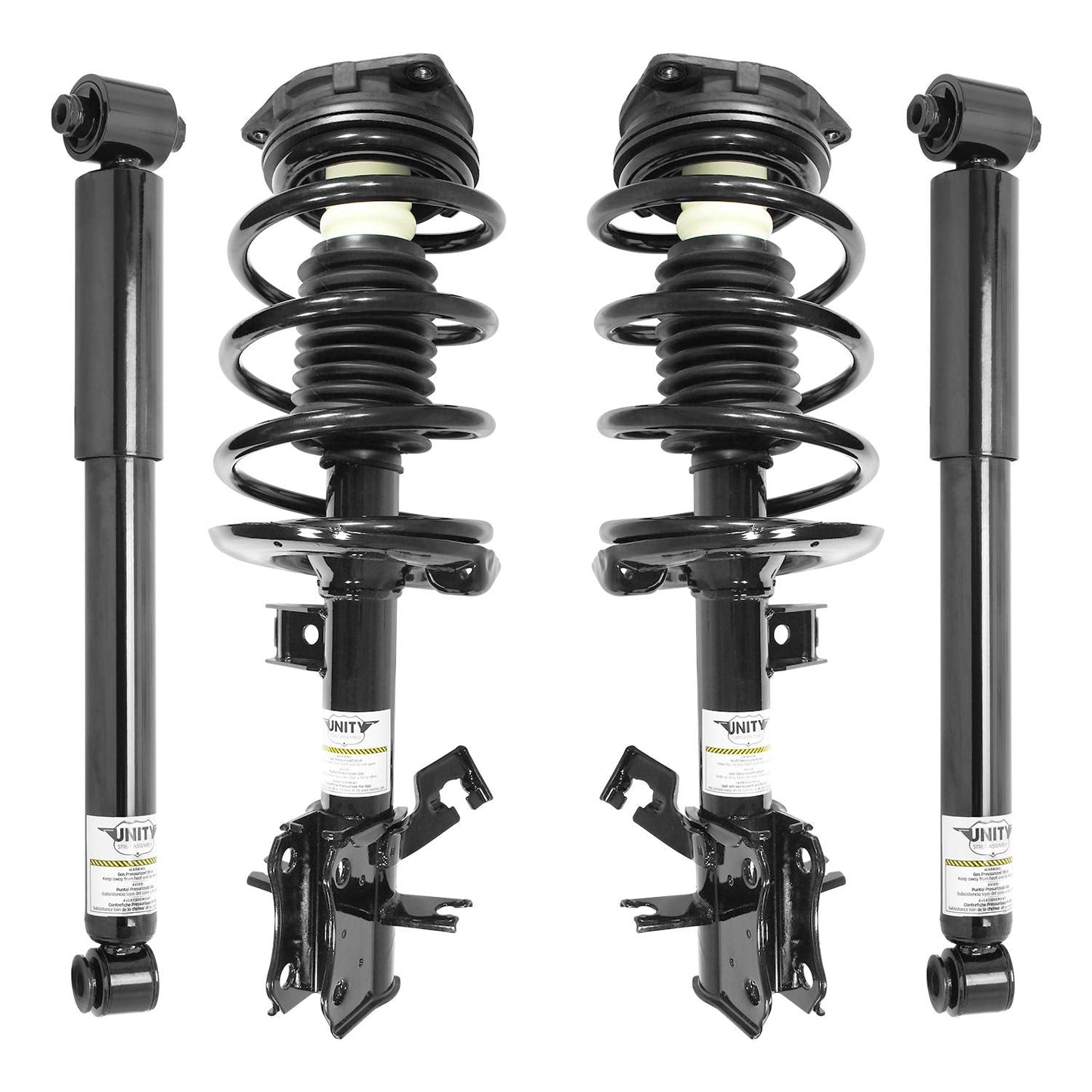 Unity 4-11453-255800-001 Front and Rear 4 Wheel Complete Strut Assembly with Gas Shock Kit 2007-2012 Nissan Sentra Nissan Sentra