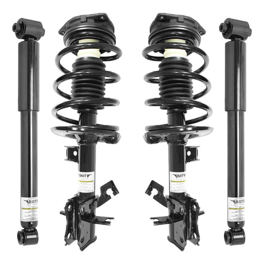 Unity 4-11453-255800-001 Front and Rear 4 Wheel Complete Strut Assembly with Gas Shock Kit 2007-2012 Nissan Sentra Nissan Sentra