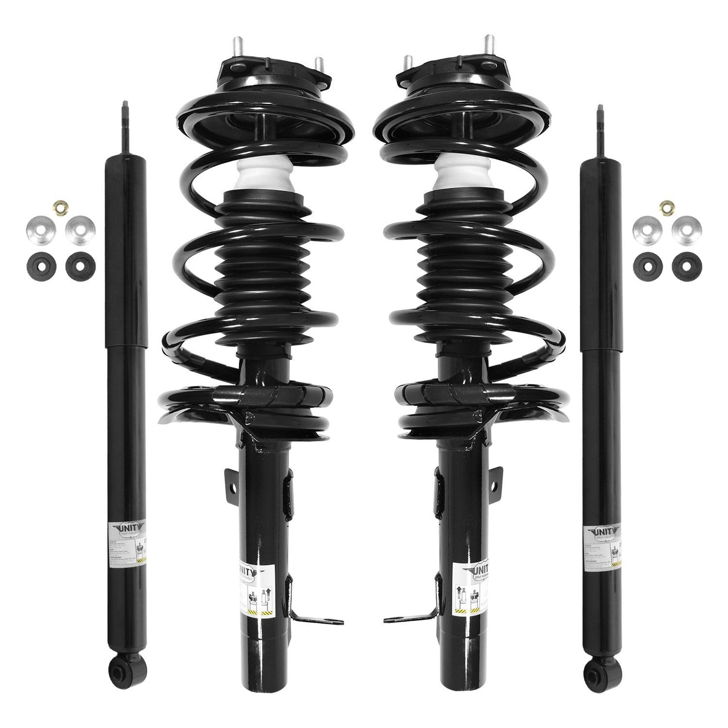 Unity 4-11061-252030-001 Front and Rear 4 Wheel Complete Strut Assembly with Gas Shock Kit